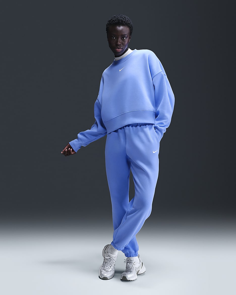 Pants de entrenamiento oversized de tiro alto para mujer Nike Sportswear Phoenix Fleece - Royal pulso/Vela