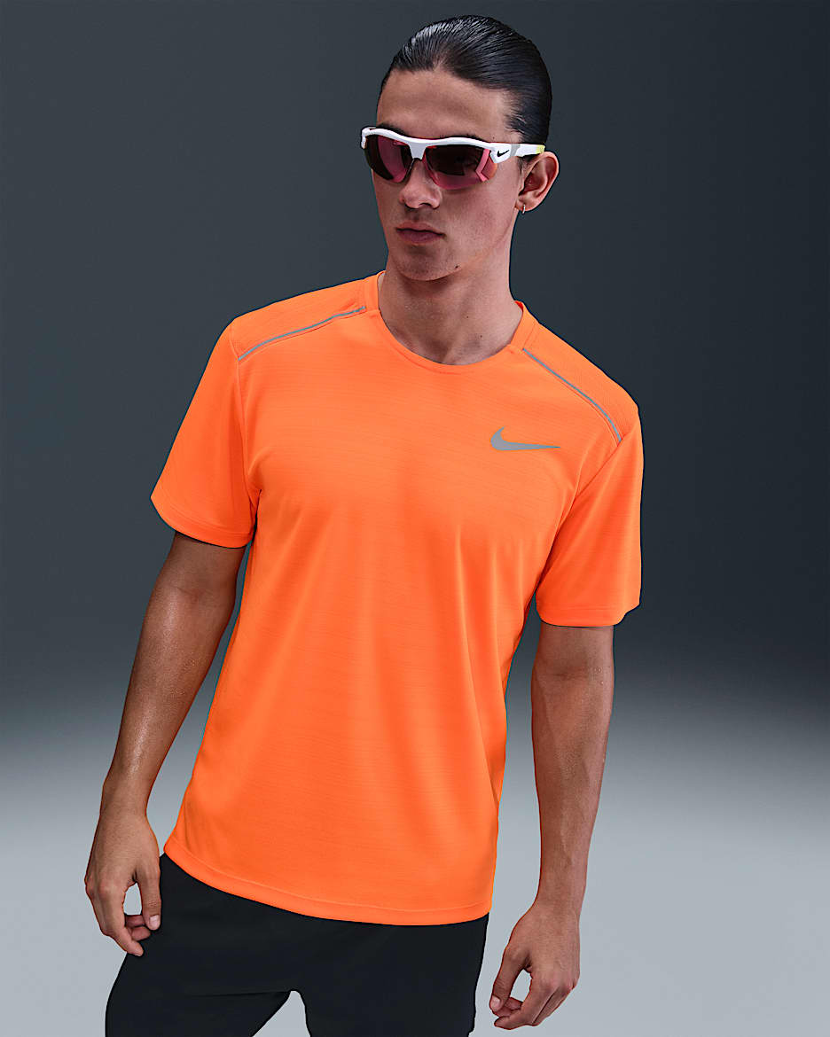 Haut de running à manches courtes Nike Miler pour Homme - Total Orange