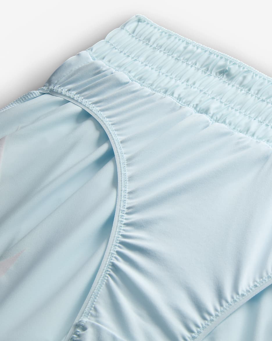 Nike One Women's Dri-FIT Mid-Rise Brief-Lined Graphic Shorts - Glacier Blue/Aster Pink