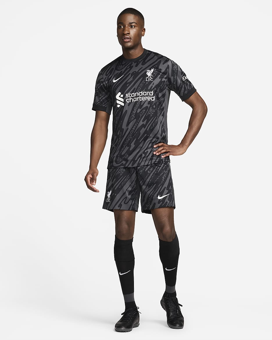 Liverpool F.C. Stadium Goalkeeper Men's Nike Dri-FIT Football Replica Short-Sleeve Shirt - Anthracite/Black/White