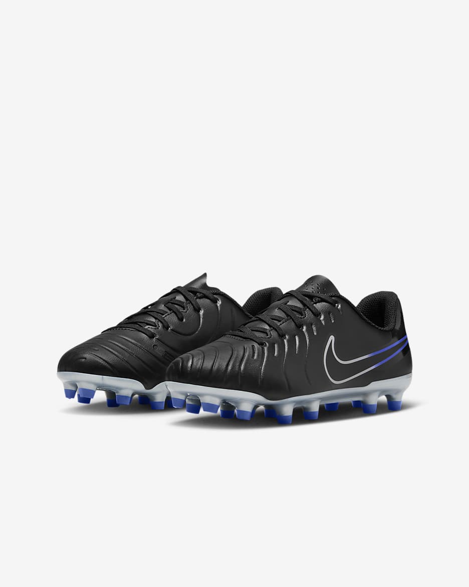 Chaussure de foot basse à crampons multi-surfaces Nike Jr. Tiempo Legend 10 Club pour enfant/ado - Noir/Hyper Royal/Chrome