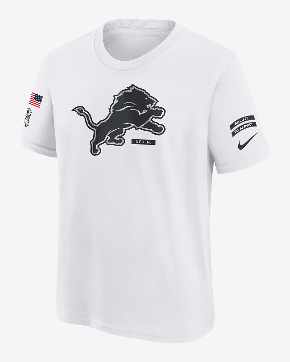 Detroit Lions Salute to Service Primary Edge Legend Big Kids' Nike Dri-FIT NFL T-Shirt - White