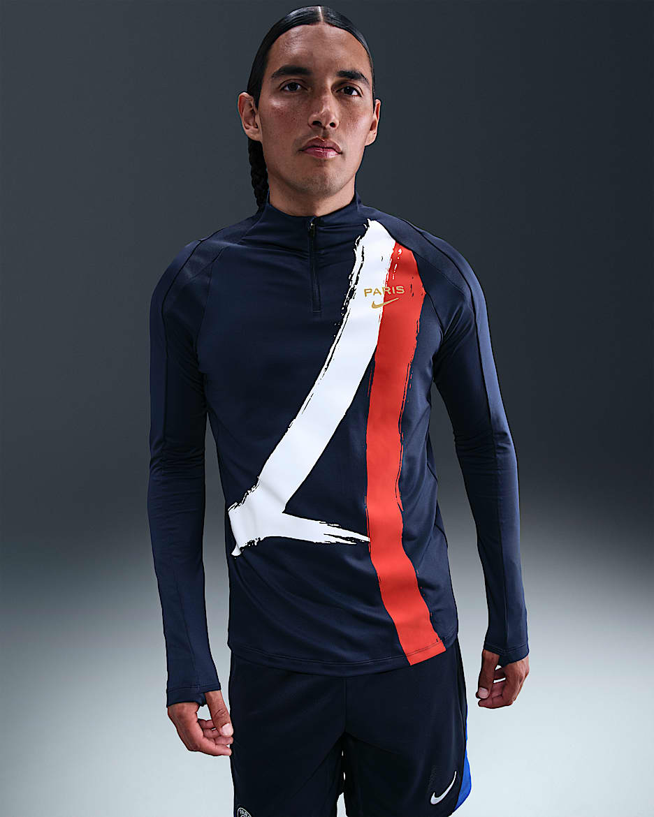 Paris Saint-Germain Strike Away Men's Nike Dri-FIT Football Drill Top - Midnight Navy/Metallic Gold