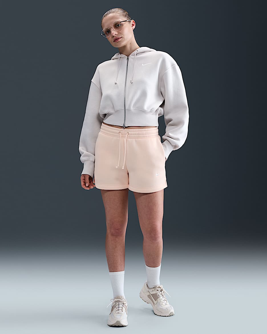 Nike Sportswear Phoenix Fleece Women's Mid-Rise 4" Shorts - Washed Coral/Sail