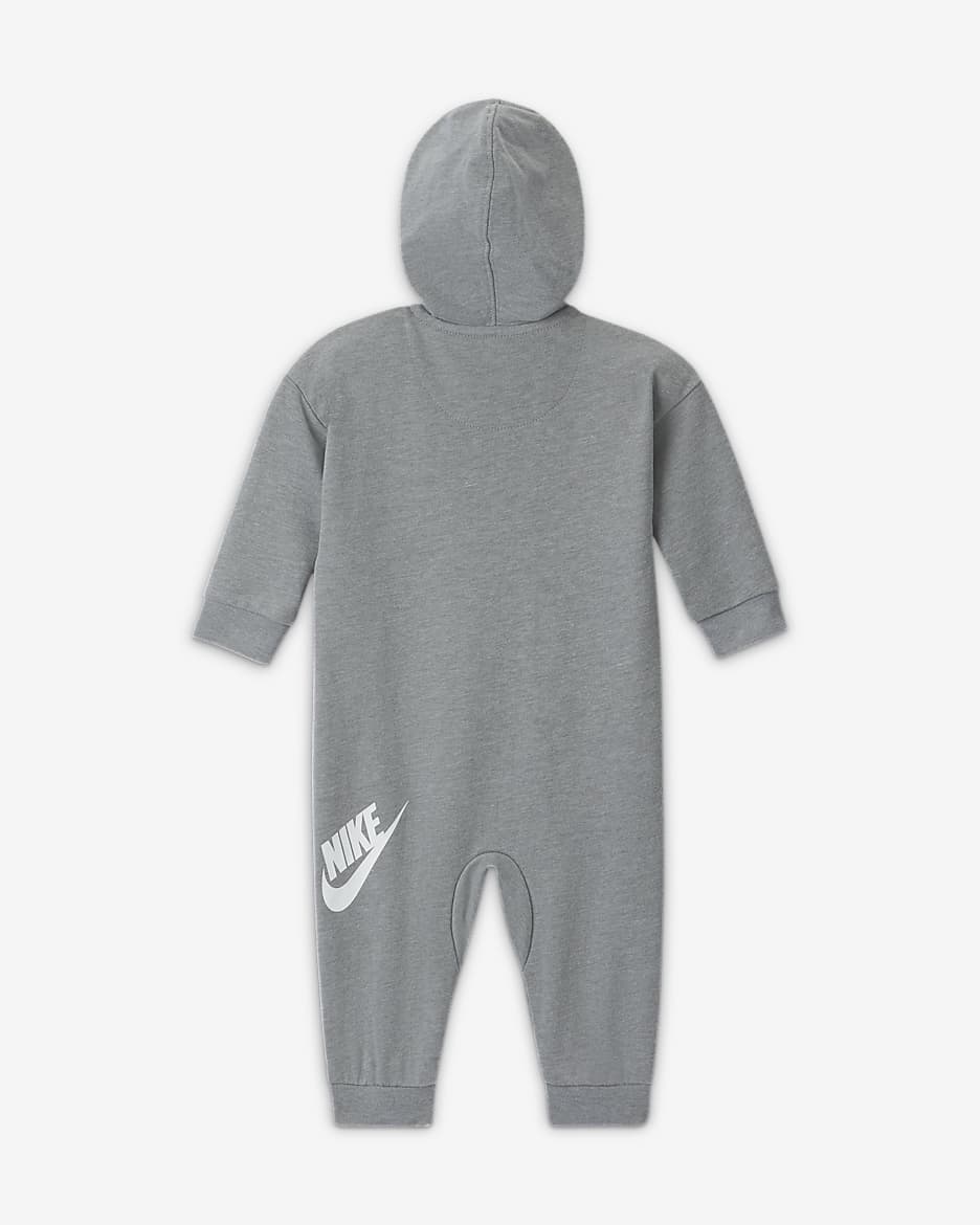 Coverall Nike med hel dragkedja för baby (0–12 mån) - Dark Grey Heather