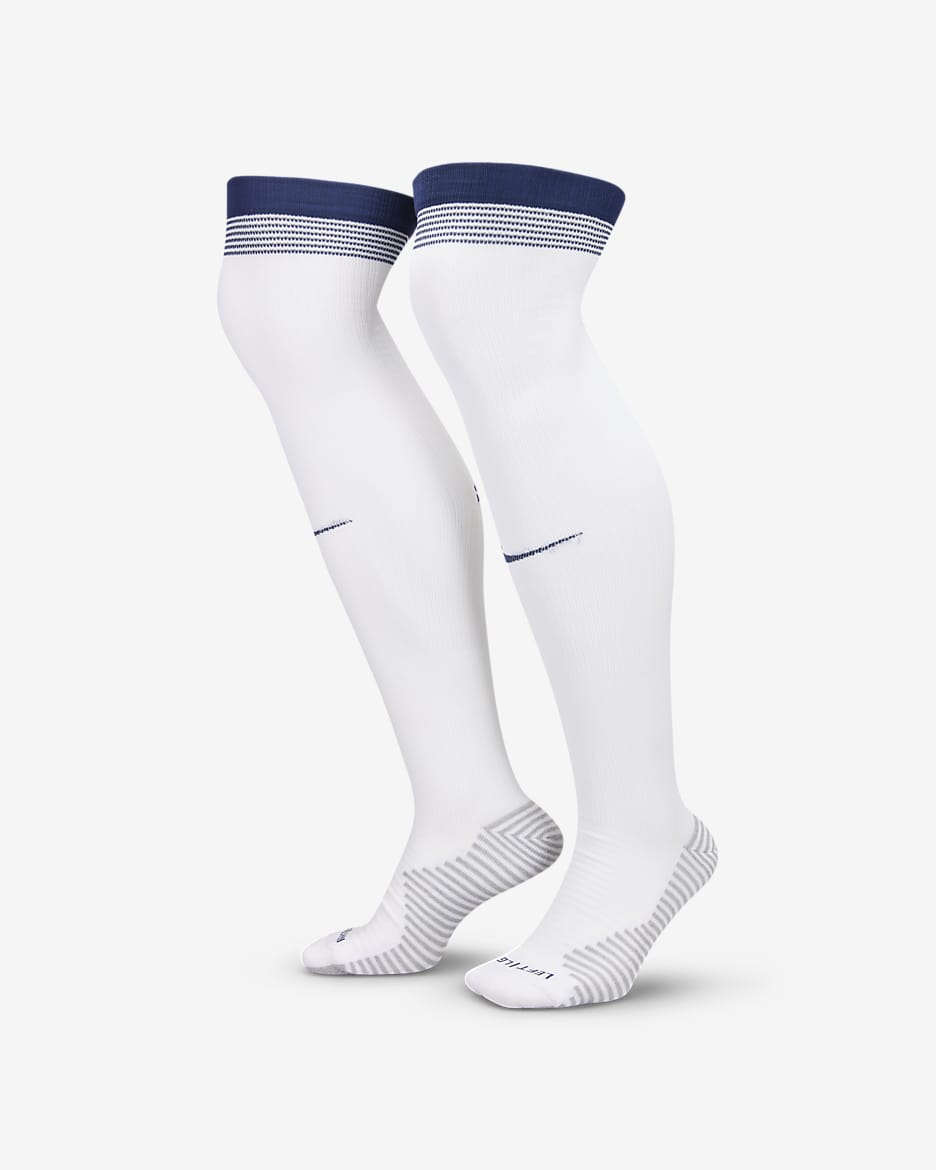 Tottenham Hotspur Strike Home Nike Dri-FIT Football Knee-High Socks - White/Binary Blue/Binary Blue