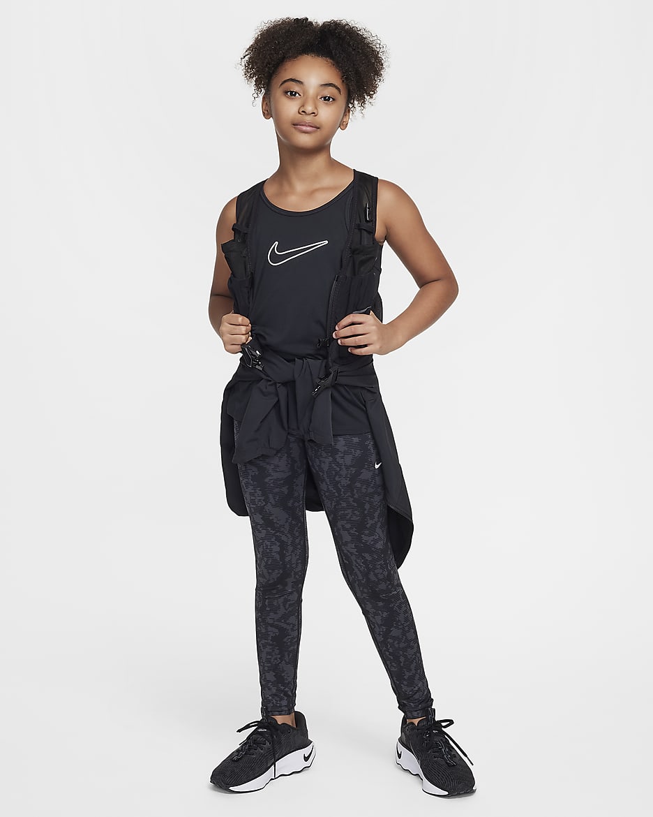 Nike One Classic Older Kids' (Girls') Dri-FIT Tank Top - Black/White