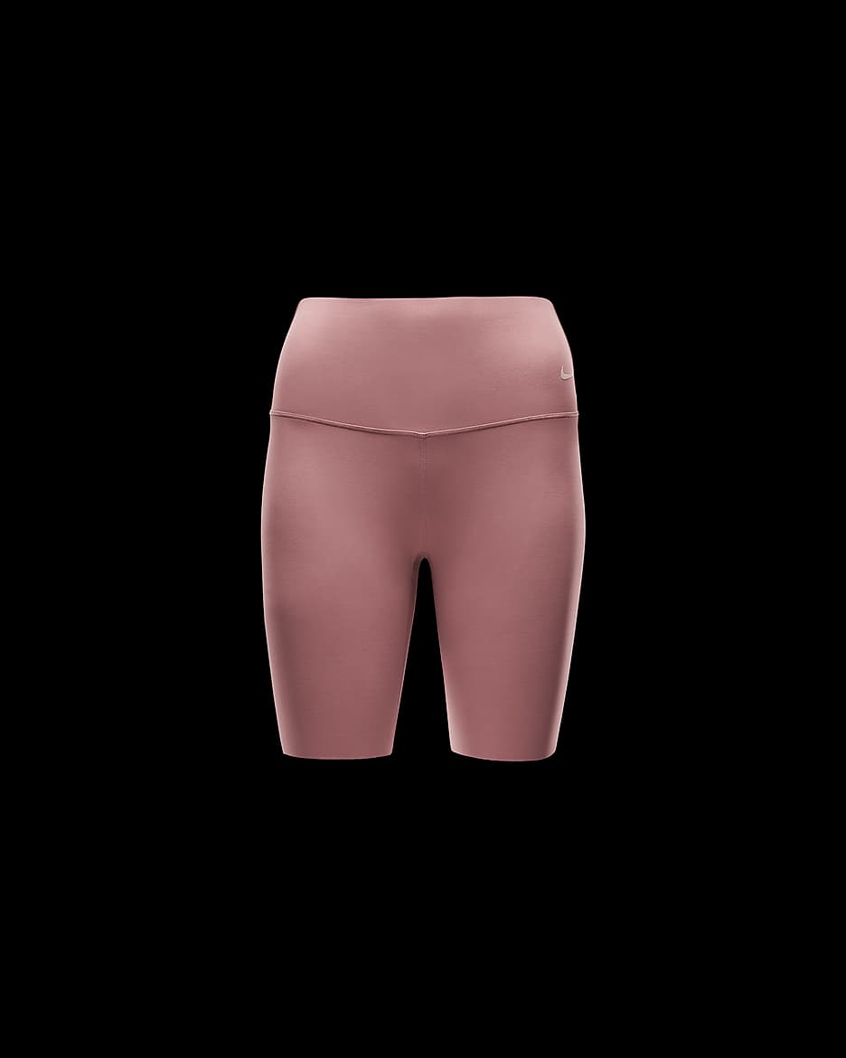 Nike Zenvy Biker-Shorts mit sanftem Halt und hohem Taillenbund für Damen (ca. 20 cm) - Canyon Pink/Schwarz