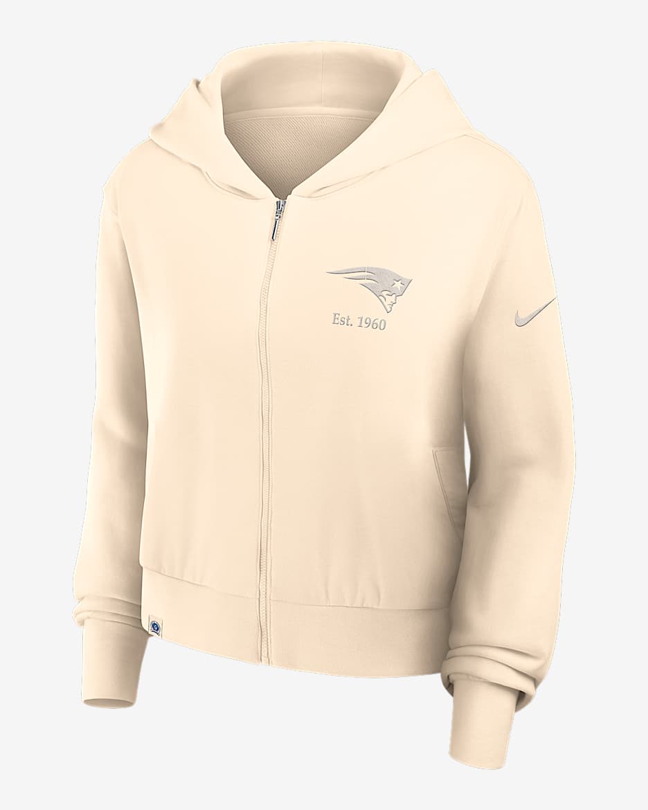 New England Patriots Established Women’s Nike NFL Full-Zip Hoodie - Natural