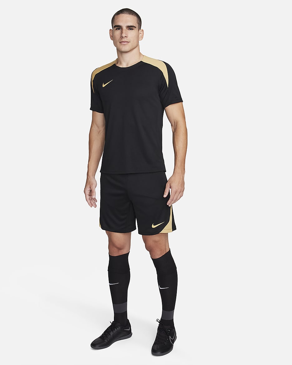 Short de foot Dri-FIT Nike Strike pour homme - Noir/Noir/Jersey Gold/Metallic Gold