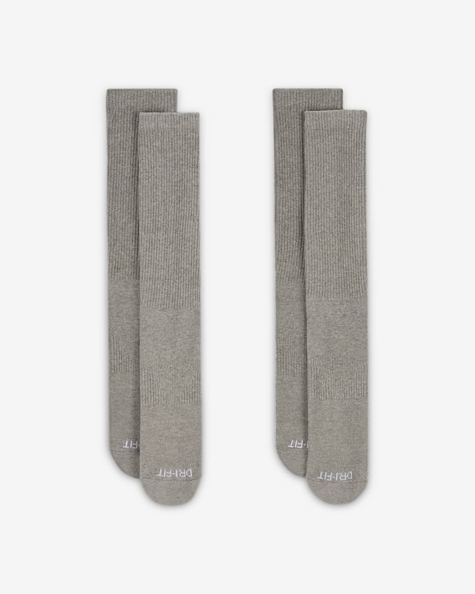 Nike Everyday Cushioned Crew Socks (2 Pairs) - Dark Grey Heather/White