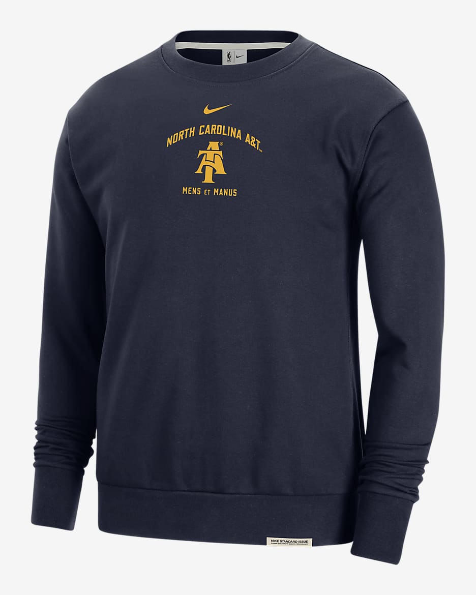 Sudadera de cuello redondo universitaria Nike de tejido Fleece para hombre North Carolina A&T Standard Issue - Azul marino