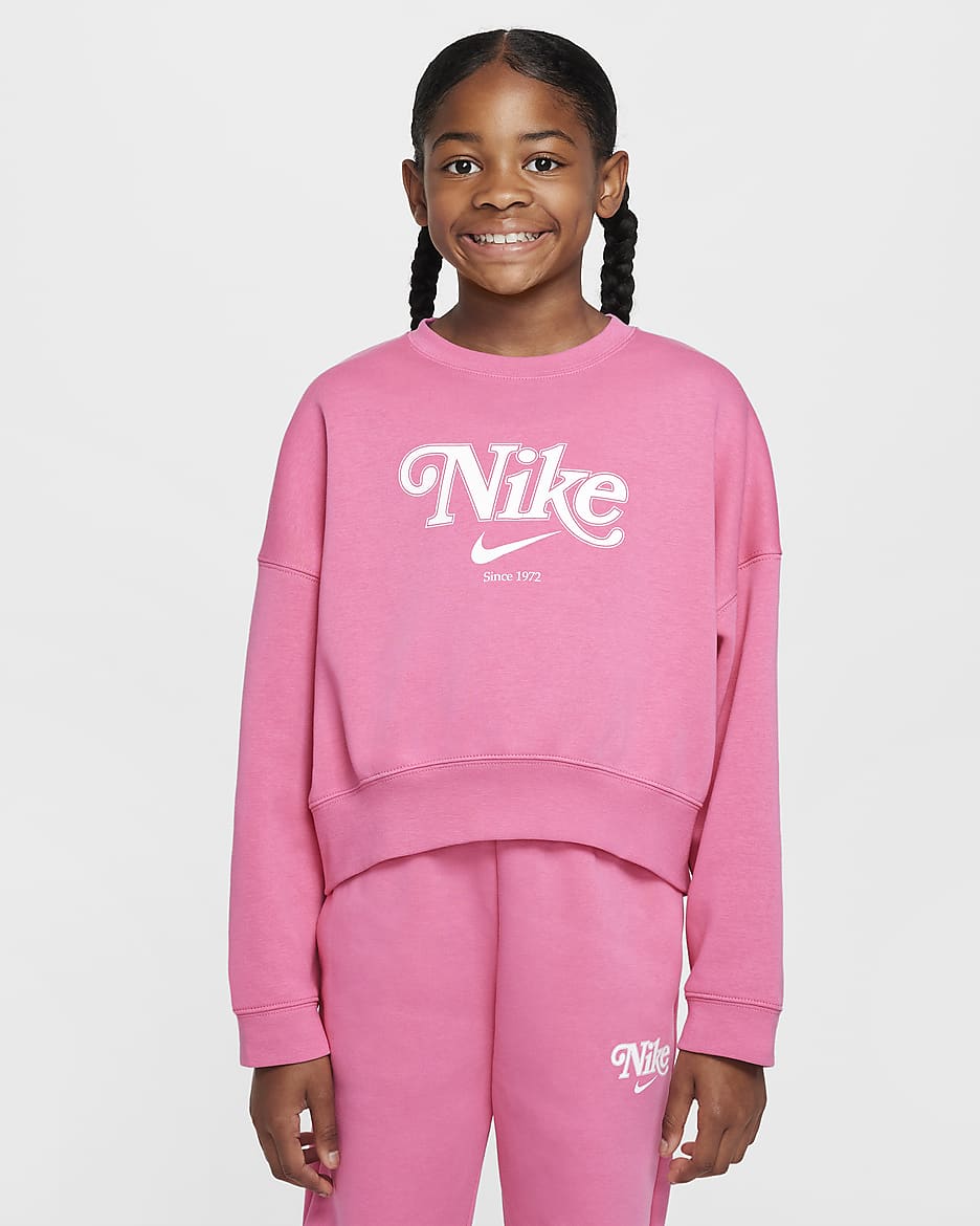 Nike Sportswear Girls' Cropped Fleece Sweatshirt - Pinksicle