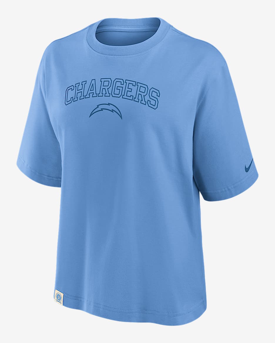 Playera Nike de la NFL para mujer Los Angeles Chargers Arch Boxy - Azul valor