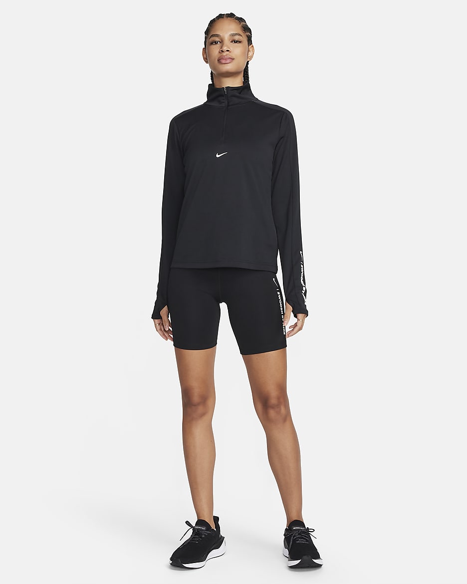 Nike Pacer Dri-FIT Damen-Pullover mit Viertelreißverschluss - Schwarz/Sail