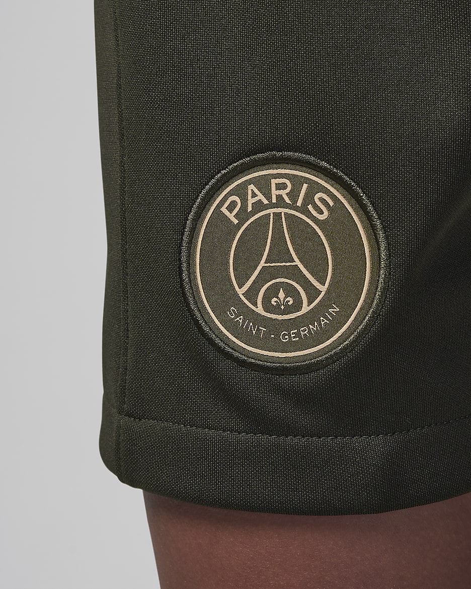 Quarta equipació París Saint-Germain 2023/2024 Pantalons curts de futbol de rèplica Nike Dri-FIT - Nen/a - Sequoia/Sequoia/Hemp