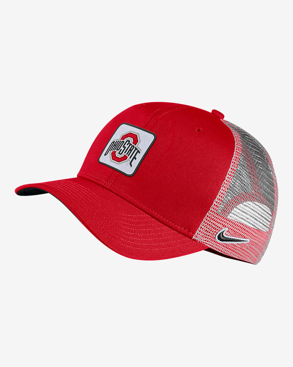 Gorra de rejilla ajustable Nike College Classic99 (Ohio State) - Rojo universitario