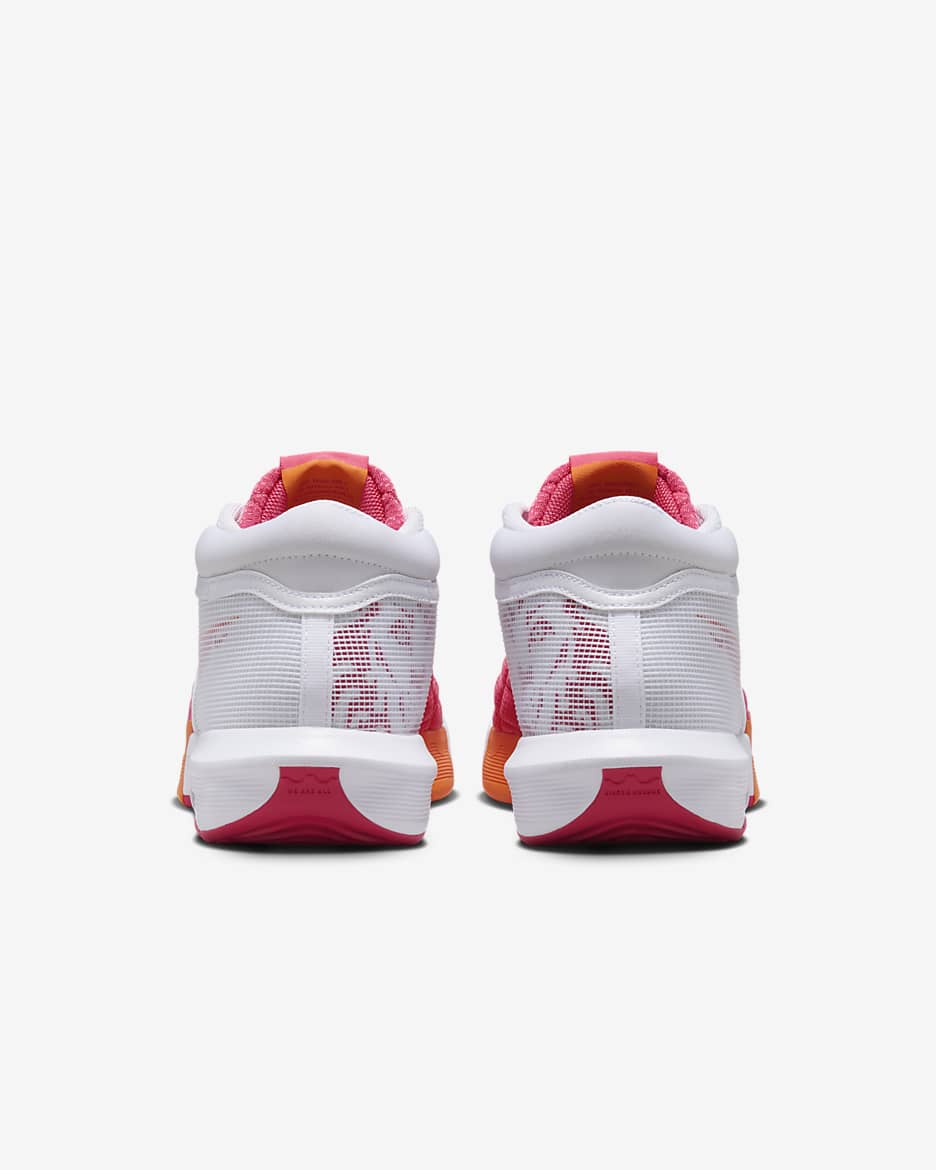 LeBron Witness 8 basketbalschoenen - Wit/Bright Mandarin/Aster Pink