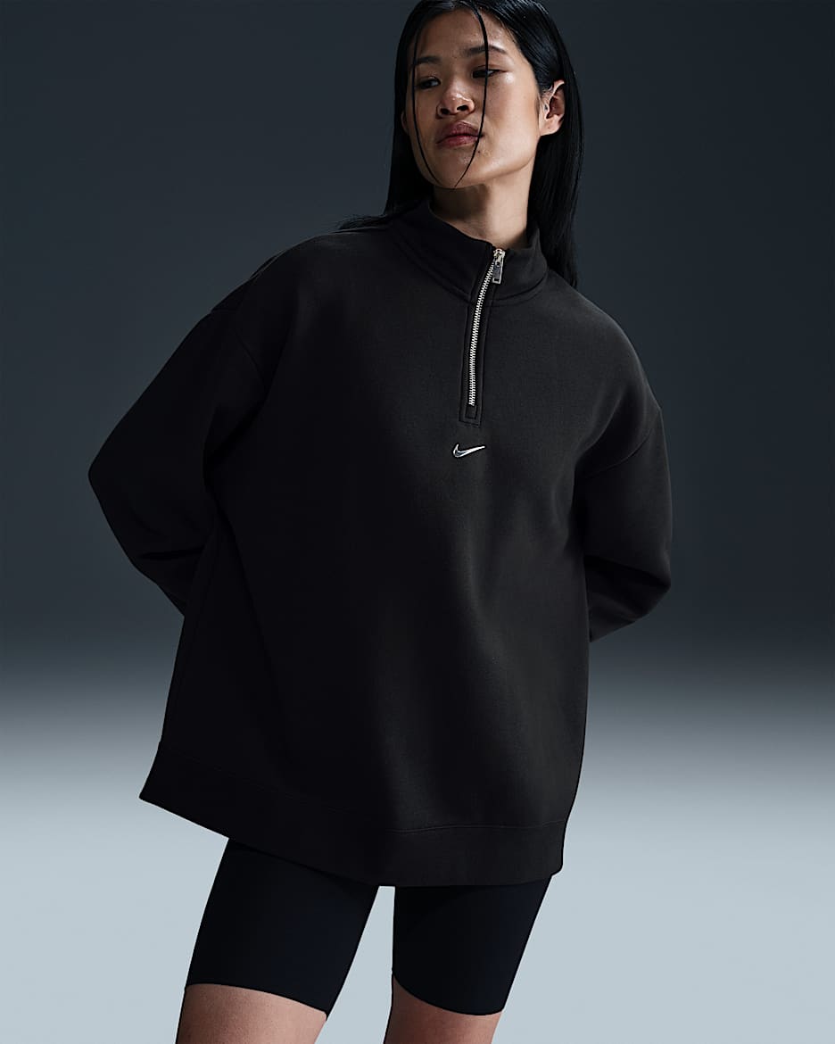 Nike Sportswear Fleece met korte rits voor dames - Zwart