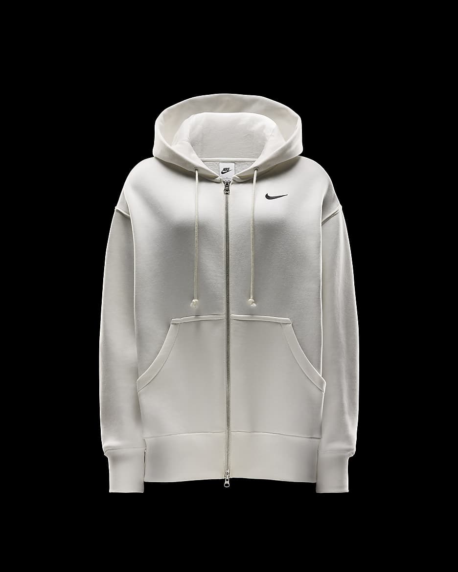 Nike Sportswear Phoenix Fleece Sudadera con capucha, cremallera completa y ajuste oversize - Mujer - Sail/Negro