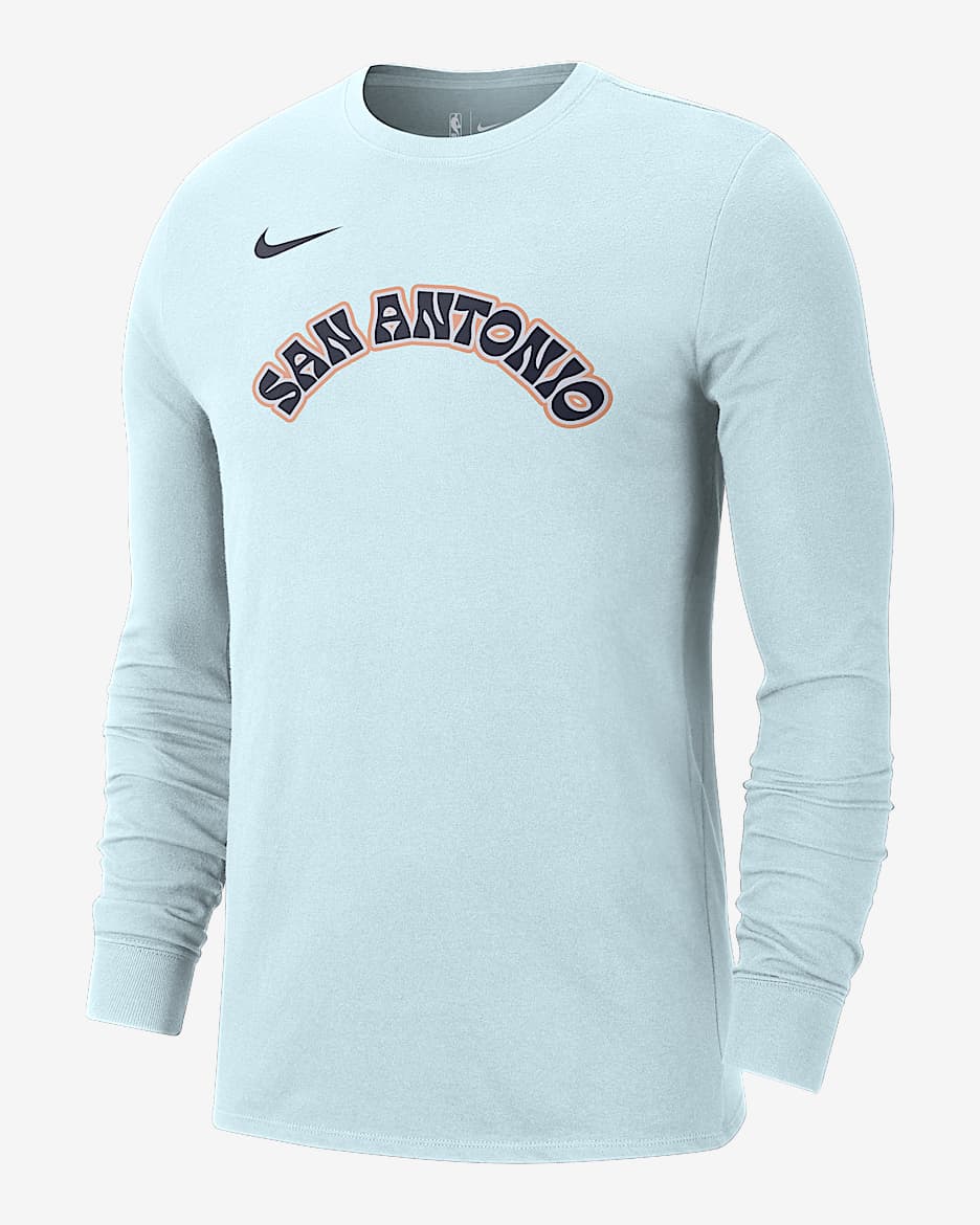 San Antonio Spurs Essential City Edition Men's Nike NBA Long-Sleeve T-Shirt - Glacier Blue