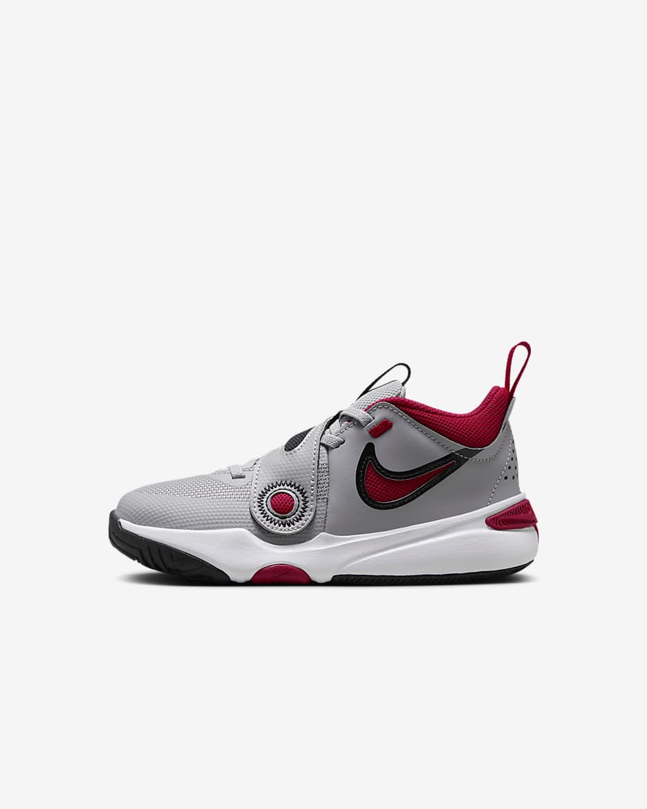 Nike Team Hustle D 11 Little Kids' Shoes - Cement Grey/Black/White/Gym Red