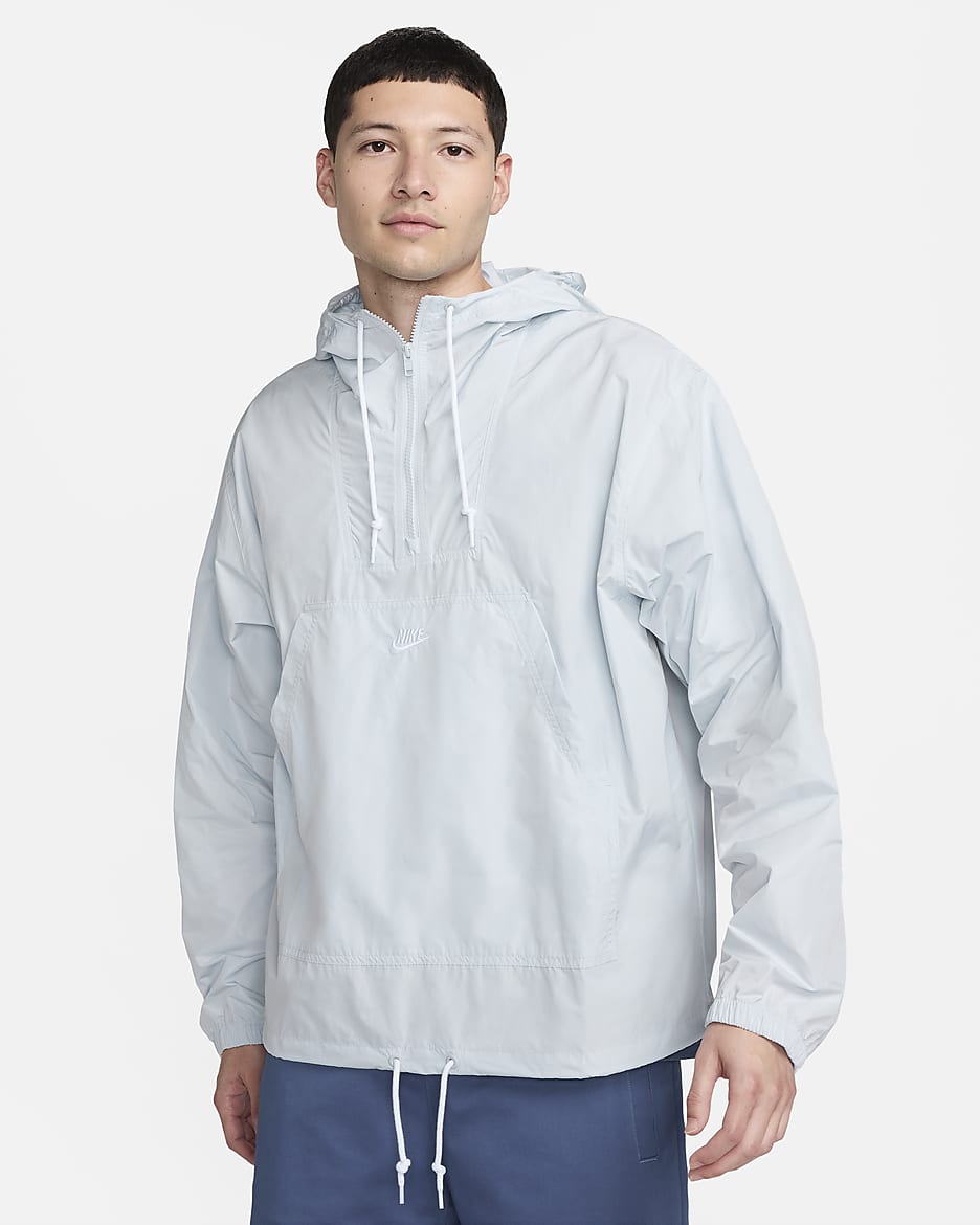 Chamarra tipo anorak Marina para hombre Nike Club - Platino puro/Blanco