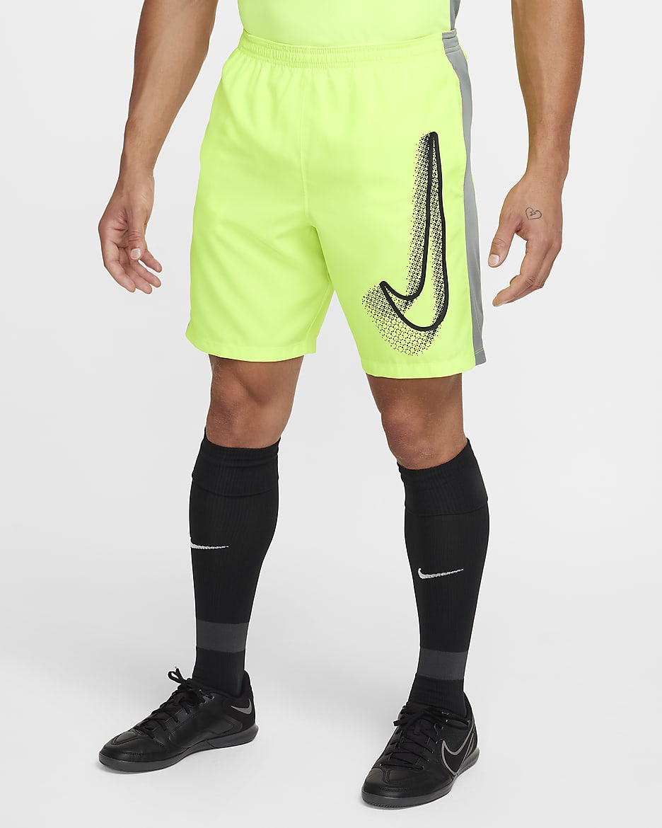 Shorts de fútbol para hombre Nike Academy - Volt/Gris azulado/Negro