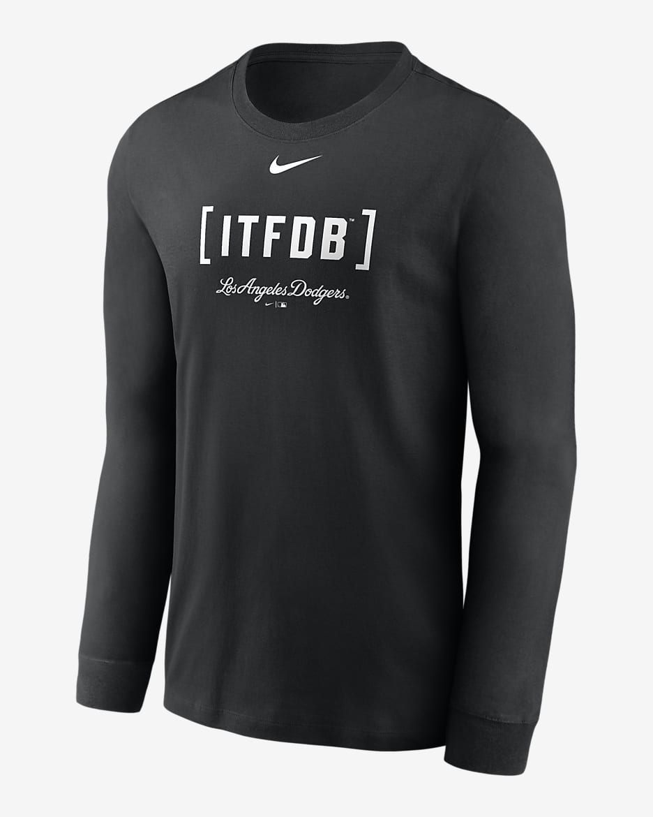 Los Angeles Dodgers Fashion Men's Nike MLB Long-Sleeve T-Shirt - Black