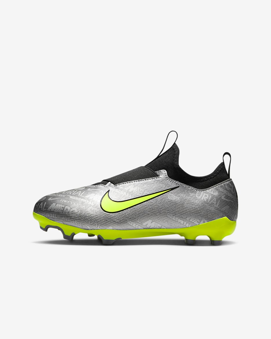 Nike Jr. Zoom Mercurial Vapor 15 Academy XXV MG Younger/Older Kids' Multi-Ground Football Boot - Metallic Silver/Black/Volt/Volt