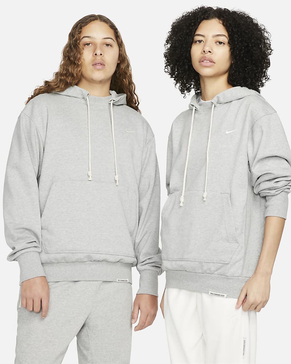 Nike Standard Issue Men's Dri-FIT Pullover Basketball Hoodie - Dark Grey Heather/Pale Ivory