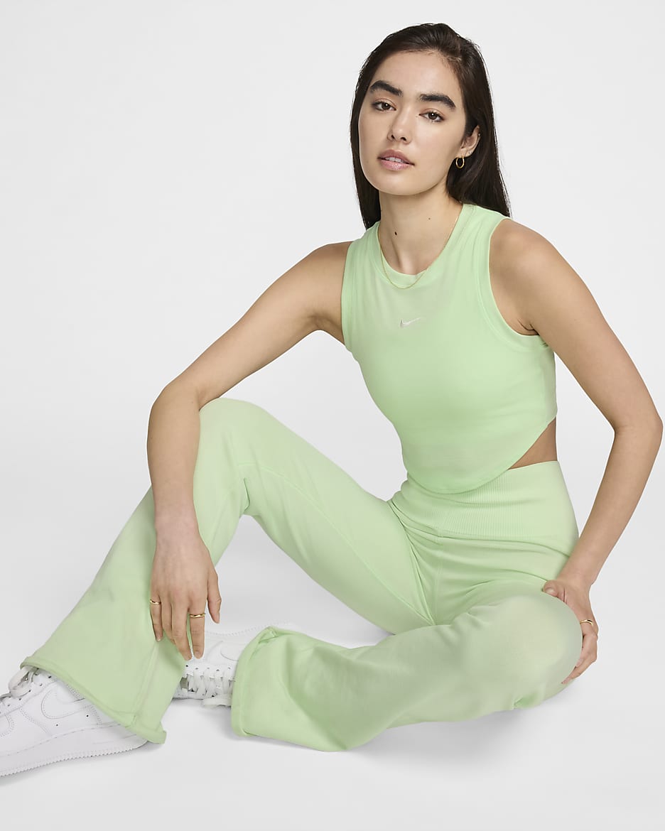 Nike Sportswear Essentials Women's Ribbed Cropped Tank Top - Vapour Green/Sail