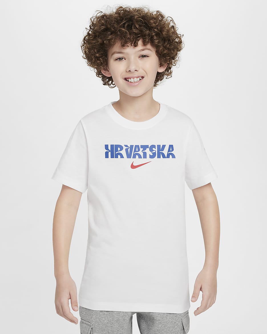 Croatia Crest Older Kids' Nike Football T-Shirt - White/University Red