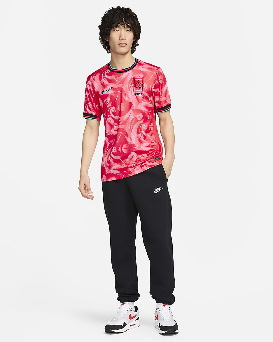 Korea 2024 Stadium 主場男款 Nike Dri-FIT 復刻版足球衣 - Global Red/Teal Nebula/黑色