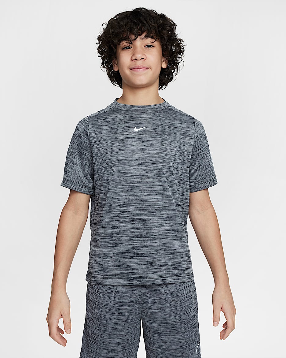 Nike Multi Older Kids' (Boys') Dri-FIT Short-Sleeve Top - Black/Light Smoke Grey/White