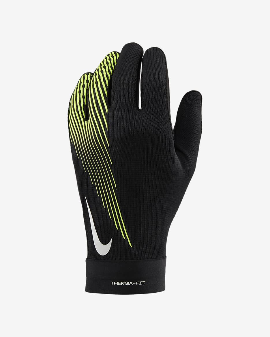 Gants de foot Therma-FIT Nike Academy - Noir/Noir/Volt