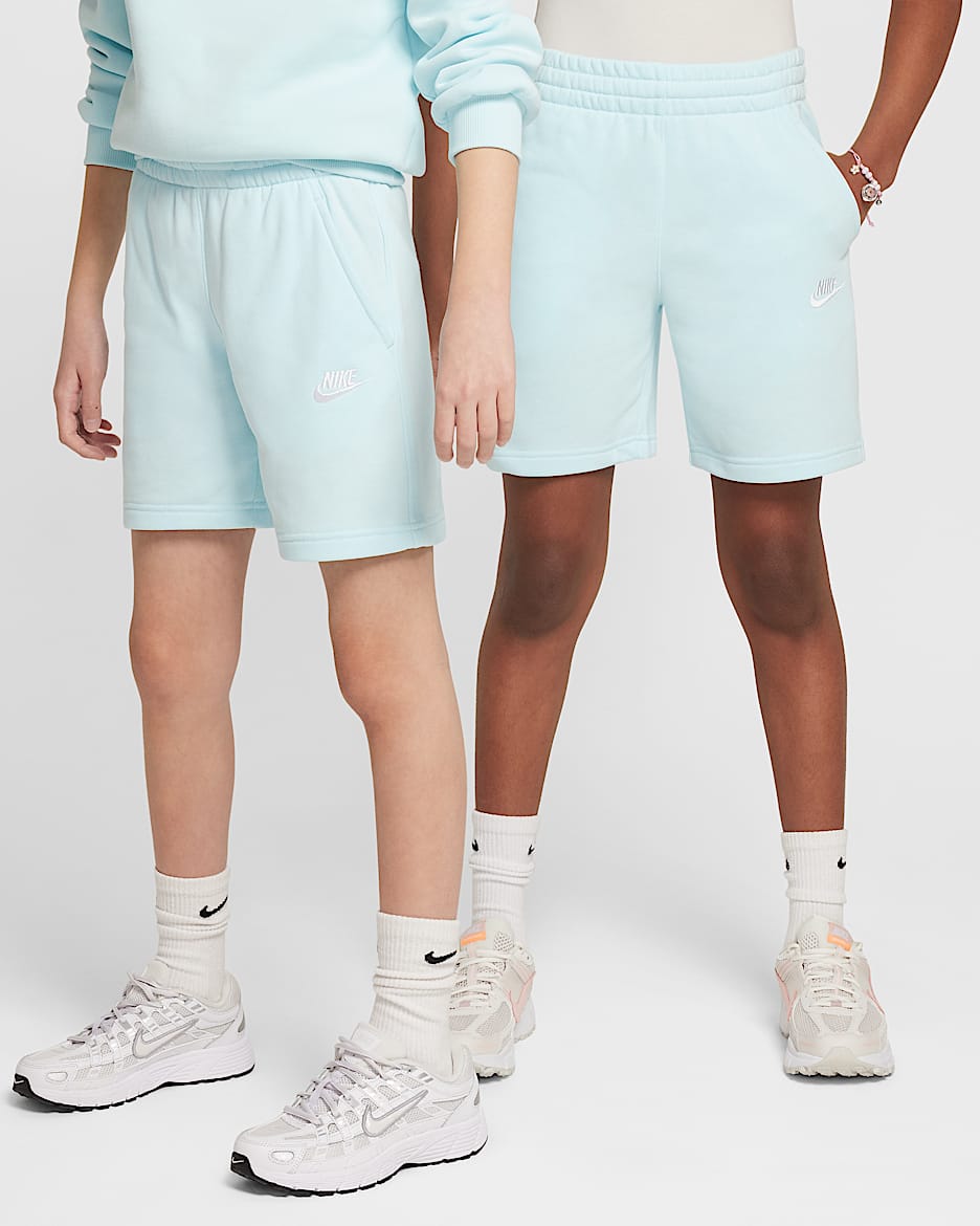 Shorts in French Terry Nike Sportswear Club Fleece – Ragazza - Glacier Blue/Bianco