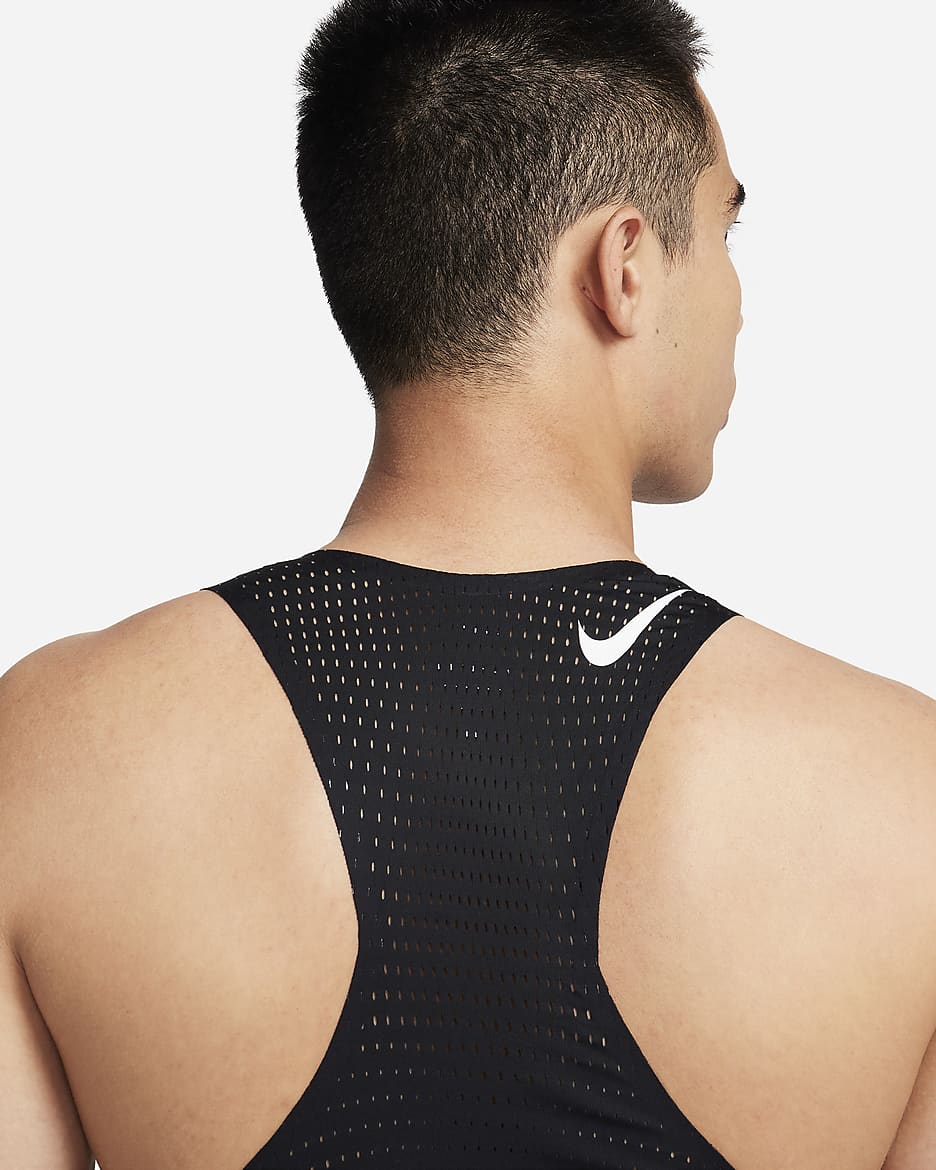 เสื้อกล้ามวิ่งผู้ชาย Dri-FIT ADV Nike AeroSwift - ดำ/Summit White