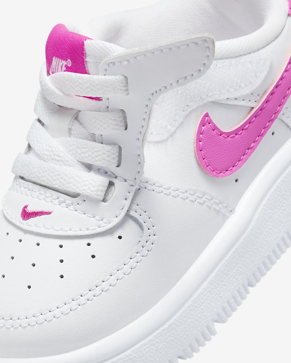 Nike Force 1 Low EasyOn Baby/Toddler Shoes - White/Laser Fuchsia