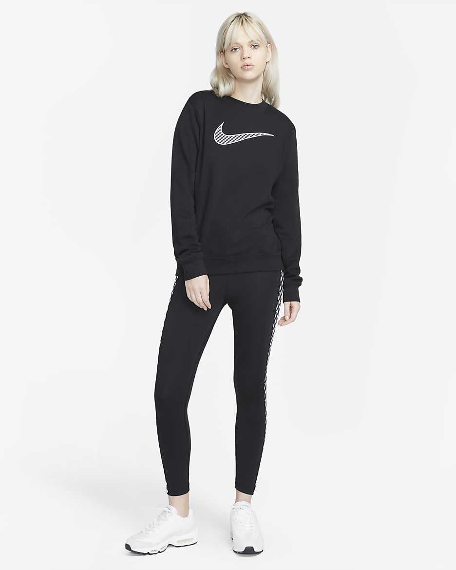 Nike Sportswear Club Fleece Women's Gingham Logo Crew-Neck Sweatshirt - Black