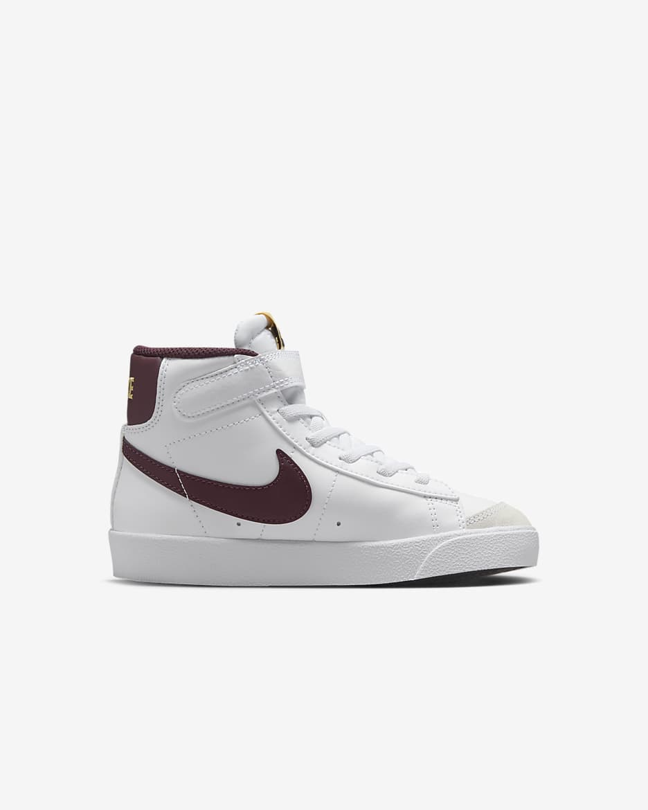 Nike Blazer Mid '77 Little Kids' Shoes - White/Saturn Gold/Burgundy Crush