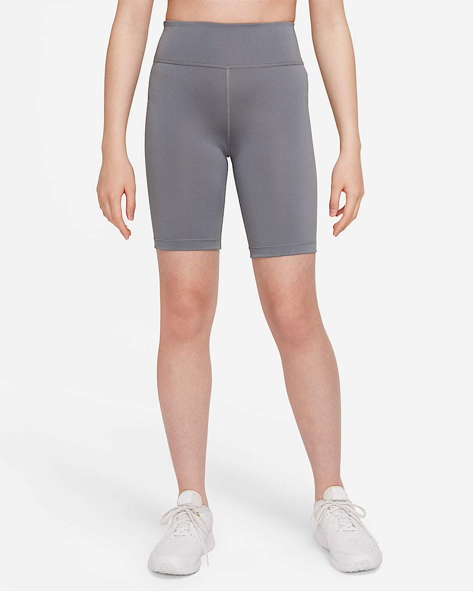 Nike One Big Kids' (Girls') Biker Shorts - Smoke Grey/White