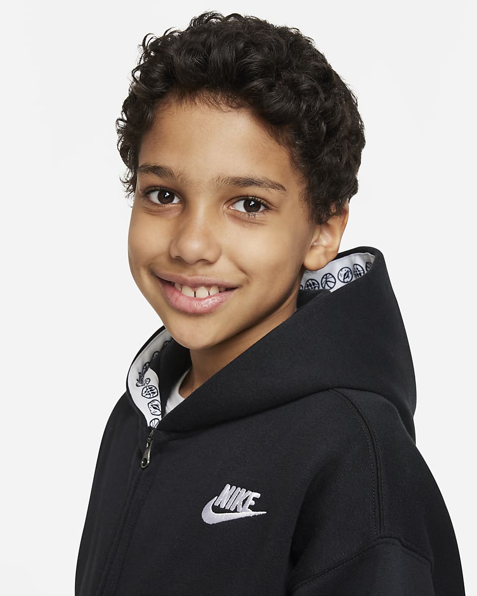 Nike Culture of Basketball Older Kids' (Boys') Full-Zip Hoodie - Black/White