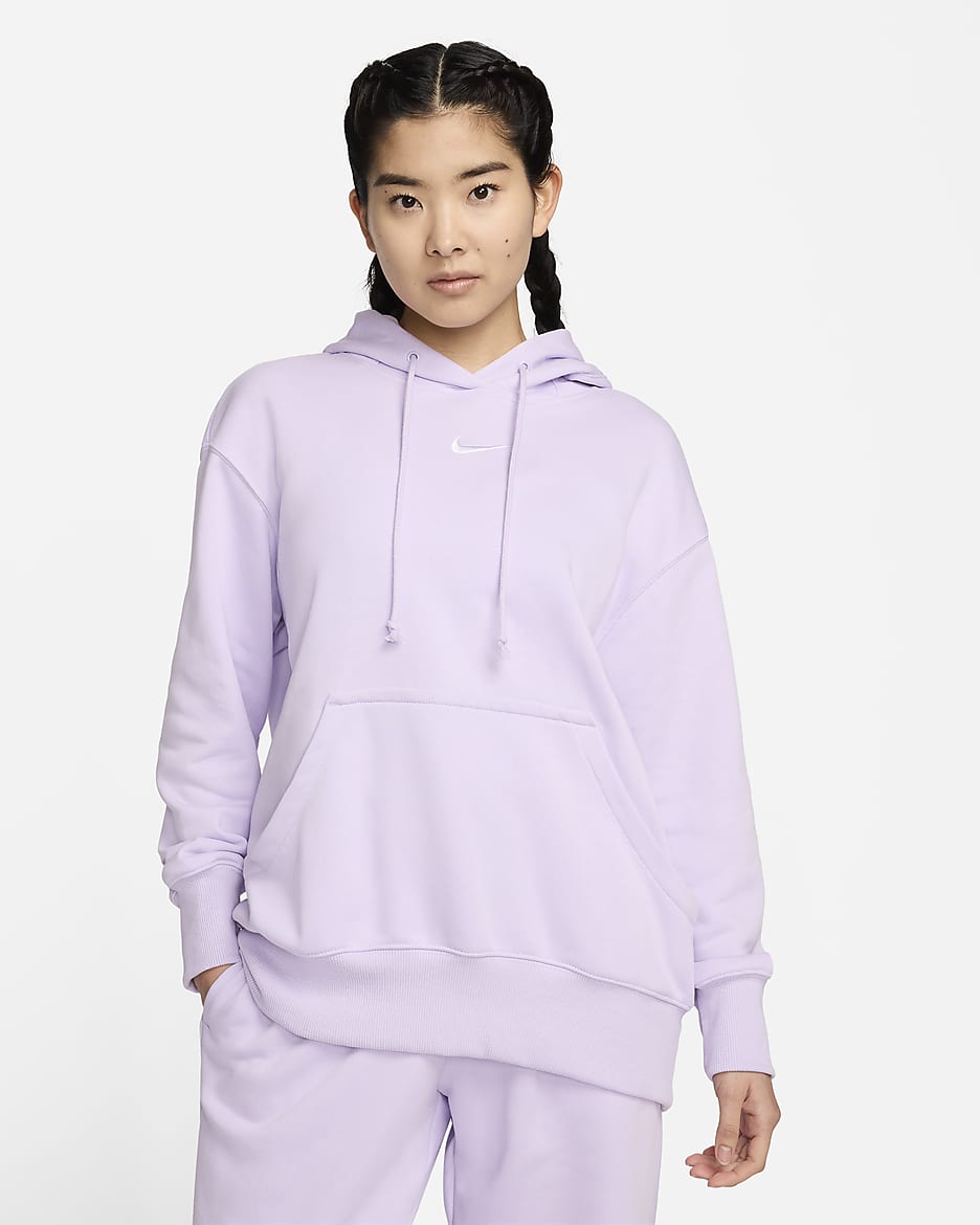 Nike Sportswear Phoenix Fleece Women's Oversized Sweatshirt French Terry Hoodie - Violet Mist/White