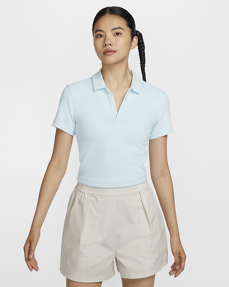 Nike Sportswear Essential Women's Short-Sleeve Polo Top - Glacier Blue/Sail