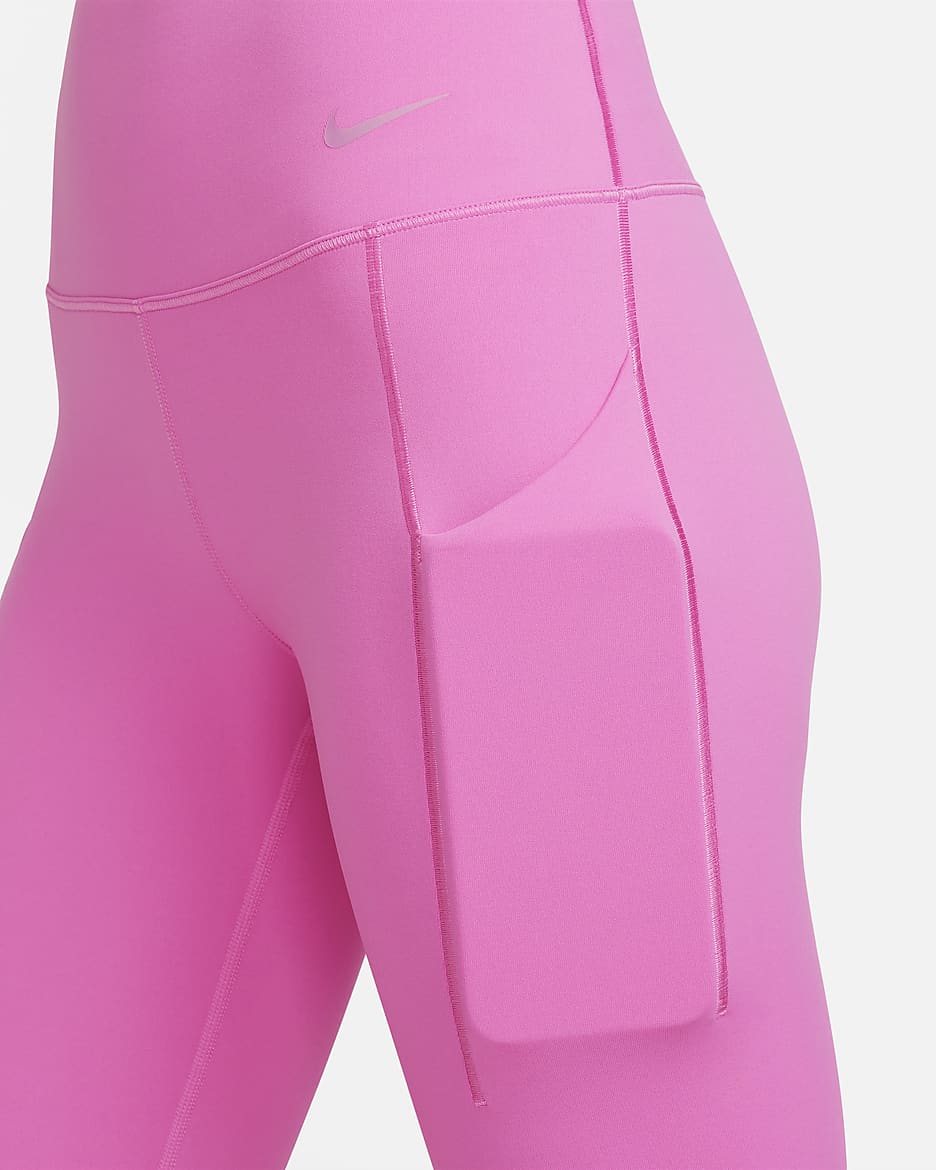 Nike Universa Women's Medium-Support High-Waisted 7/8 Leggings with Pockets - Playful Pink/Black