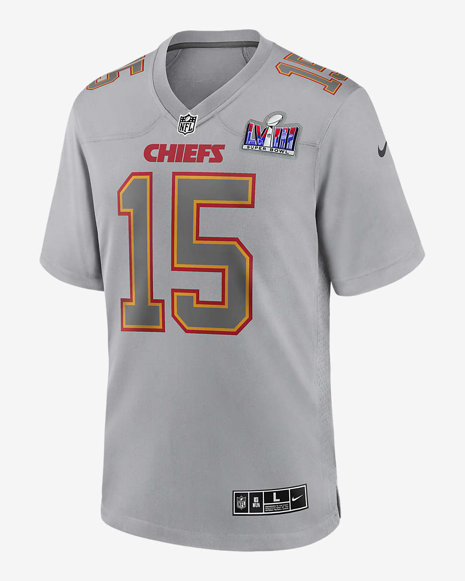 Patrick Mahomes Kansas City Chiefs Super Bowl LVIII Men's Nike NFL Atmosphere Game Jersey - Grey