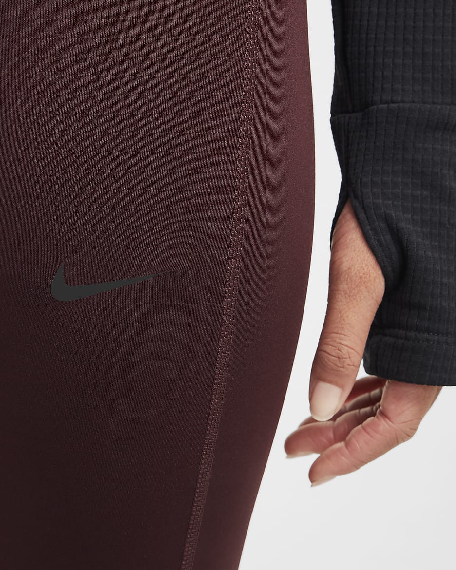 Nike Pro Leak Protection: Periodensichere Dri-FIT Leggings für ältere Kinder - Burgundy Crush/Schwarz