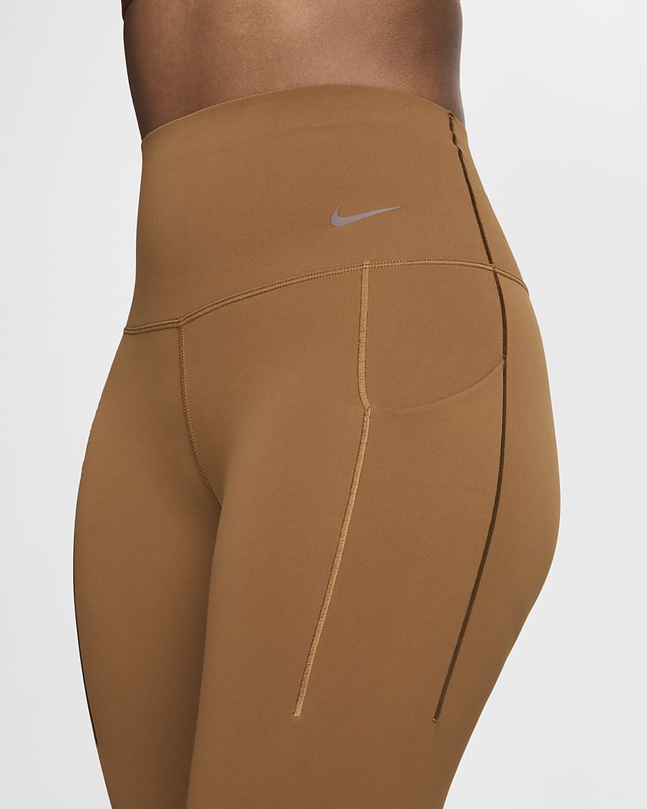 Nike Universa Women's Medium-Support High-Waisted 7/8 Leggings with Pockets - Light British Tan/Black