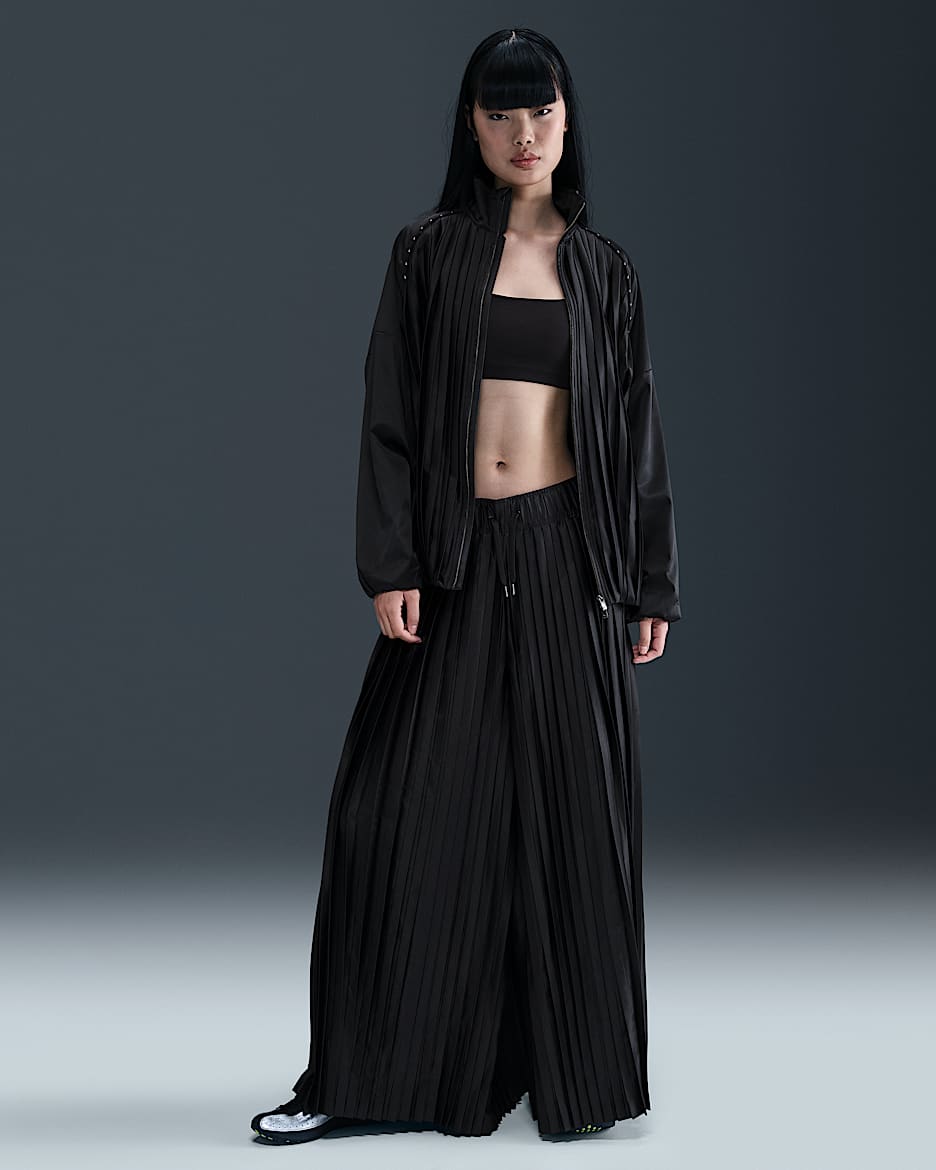 Nike Sportswear Collection Women's Mid-Rise Pleated Track Pants - Black/Sail/Off Noir